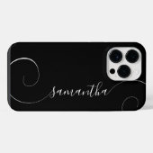 黒と白のカーリーシグネチャー iPhoneケース (裏面横)