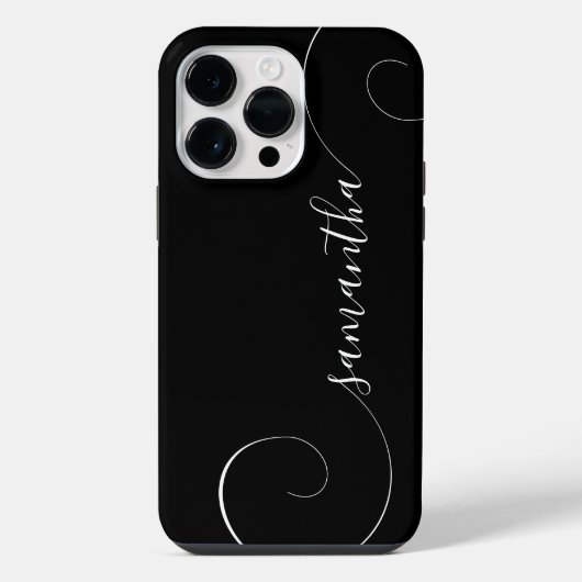 黒と白のカーリーシグネチャー iPhoneケース (裏面)