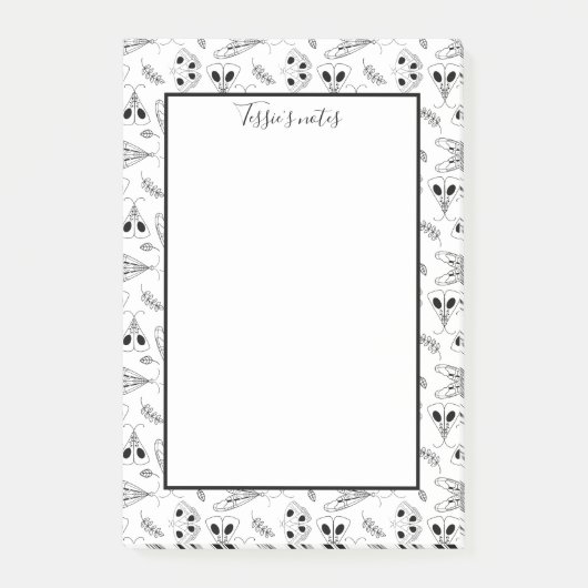 黒と白のガパーソナライズされたスの付箋 ポストイット (正面)