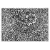 黒と白のガラスの複雑なフローラデザイン カッティングボード (正面)