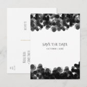 黒と白のキャビア ドット 結婚式 Save The Date 案内ポストカード (正面/裏面)