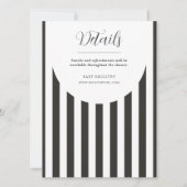 黒と白のキャンバスストライプ ジェンダーニュートラル 招待状 (裏面)