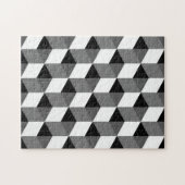 黒と白のキューブ光学イリュージョン不可能 ジグソーパズル (横)