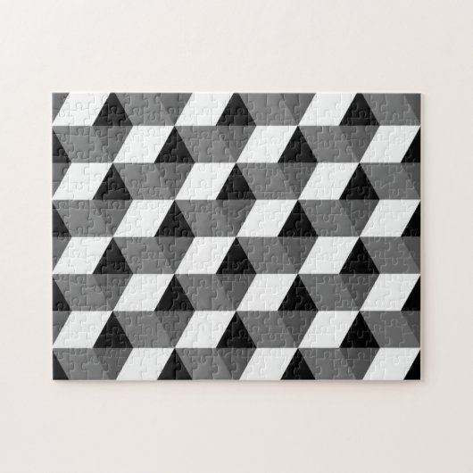 黒と白のキューブ光学イリュージョン不可能 ジグソーパズル (横)