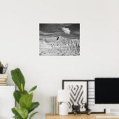 黒と白のギザギザのピークでBadlands 16x20 ポスター (ホームオフィス)