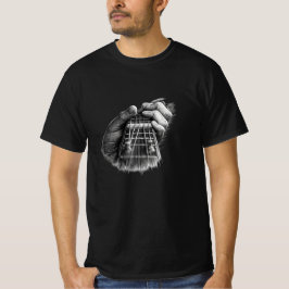 黒と白のギター指板グラフィックTシャツデザイン Tシャツ