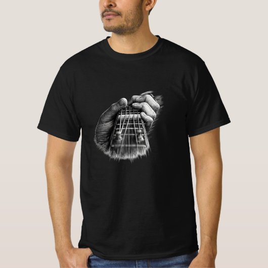 黒と白のギター指板グラフィックTシャツデザイン Tシャツ (正面)
