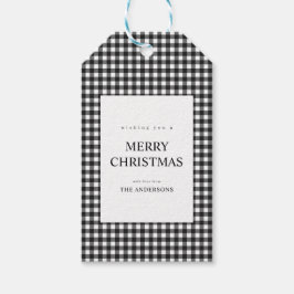 黒と白のギンガムチェックのクリスマス ギフトタグ