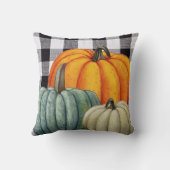 黒と白のギンガムチェックの秋のカボチャ クッション (裏面)