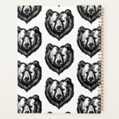 黒と白のクマの顔の墨絵 プランナー手帳 (裏面)