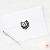 黒と白のクマの顔の墨絵 ラウンドシール (封筒)