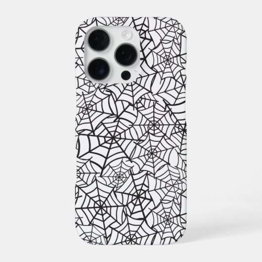 黒と白のクモの巣ハロウィンパターン iPhoneケース (裏面)
