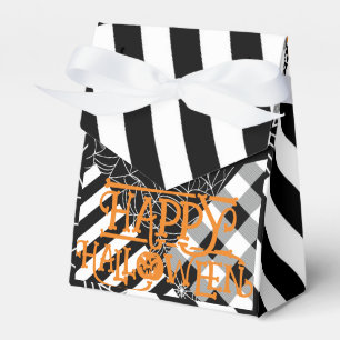 黒と白のクモの巣パッチワーク ハロウィンパーティー フェイバーボックス