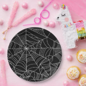 黒と白のクモの巣 ハロウィンパーティー ペーパープレート (パーティー)