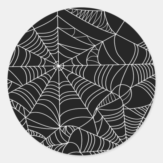黒と白のクモの巣 ハロウィンパーティー ラウンドシール (正面)