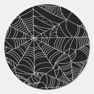 黒と白のクモの巣 ハロウィンパーティー ラウンドシール