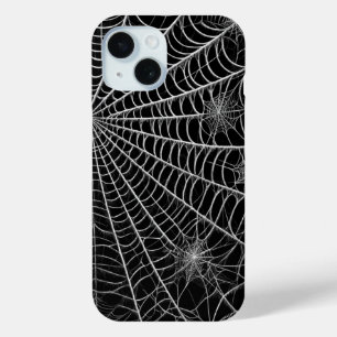 黒と白のクモの巣 ハロウィン iPhone 15ケース