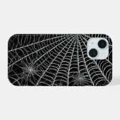 黒と白のクモの巣 ハロウィン iPhone 15ケース (裏面横)