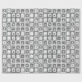 黒と白のクリスマスのアドベントカレンダモザイク ラッピングペーパー (フラット)