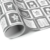 黒と白のクリスマスのアドベントカレンダモザイク ラッピングペーパー (ロールコーナー)