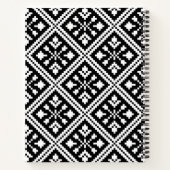黒と白のクリスマスの雪かき模様 ノートブック (裏面)