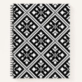 黒と白のクリスマスの雪かき模様 ノートブック (正面)