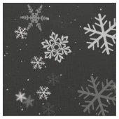 黒と白のクリスマスの雪片模様 ファブリック (クローズアップ)