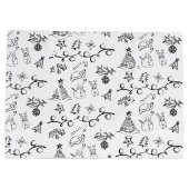 黒と白のクリスマススケッチ ラージペーパーバッグ (裏面)