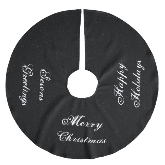 黒と白のクリスマスツリースカート ブラッシュドポリエステルツリースカート (正面)