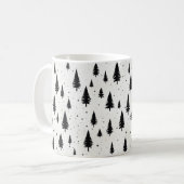 黒と白のクリスマスツリー コーヒーマグカップ (正面左)