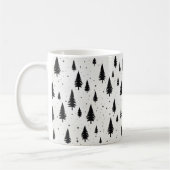 黒と白のクリスマスツリー コーヒーマグカップ (左)