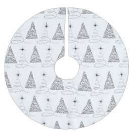 黒と白のクリスマスツリー ブラッシュドポリエステルツリースカート