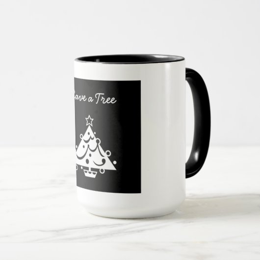 黒と白のクリ救ス・ザ・ツリー マグカップ (正面右)