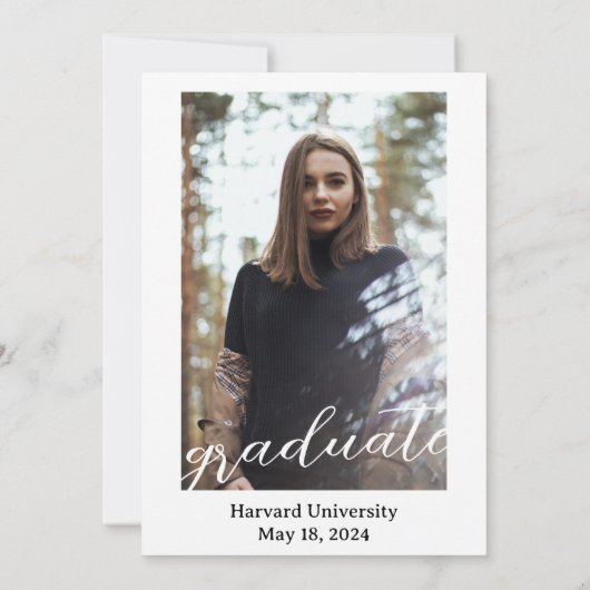 黒と白のクレスト 卒業発表 招待状 (裏面)