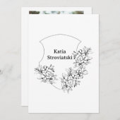 黒と白のクレスト 卒業発表 招待状 (正面/裏面)