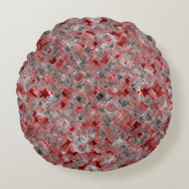 黒と白のクロススクラッチ付きの赤いテクスチャ ラウンドクッション