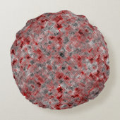 黒と白のクロススクラッチ付きの赤いテクスチャ ラウンドクッション (裏面)