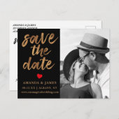 黒と白のクーパーフェイクフォイル写真の日付を保存 案内ポストカード (正面/裏面)