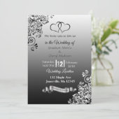 黒と白のグラデーション結婚式招待状 招待状 (スタンド正面)