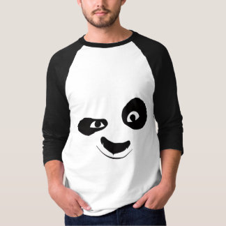 黒と白のグラフィックTシャツ 笑うパンダの顔 Tシャツ