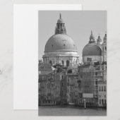 黒と白のグランカナル ヴェネツィア イタリア 旅行 便箋 (正面/裏面)