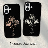 黒と白のグランジスタンプバラのイニシャル Case-Mate iPhoneケース