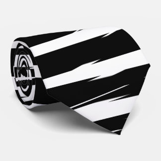 黒と白のグリッチシグナルストライプ ネクタイ