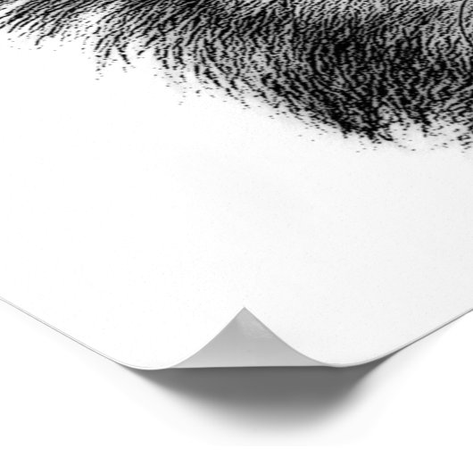 黒と白のグレーのウルフアートワーク ポスター (角)