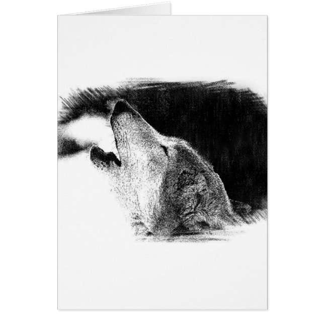 黒と白のグレーのウルフスケッチアートワーク (正面)