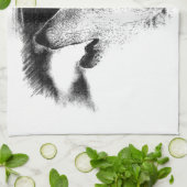 黒と白のグレーのウルフスケッチアートワーク キッチンタオル (折り畳み)