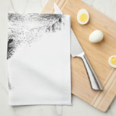 黒と白のグレーのウルフスケッチアートワーク キッチンタオル (四つ折り)