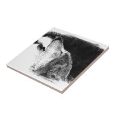 黒と白のグレーのウルフスケッチアートワーク タイル (側面)