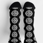 黒と白のケルト模様円形シンボル ソックス (上部)