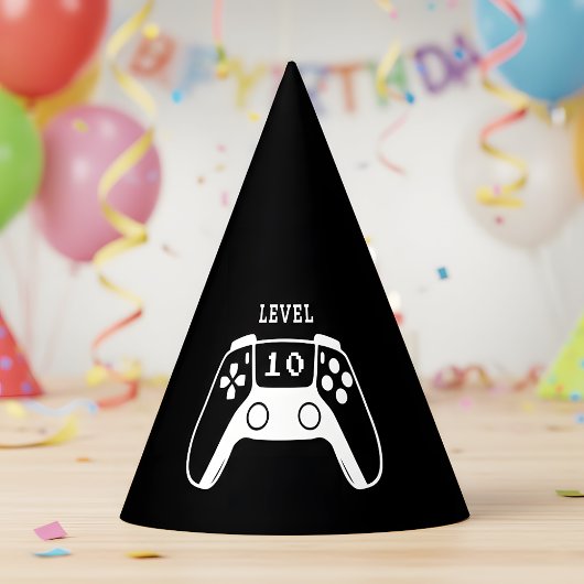 黒と白のゲーミング男子の誕生日 パーティーハット
